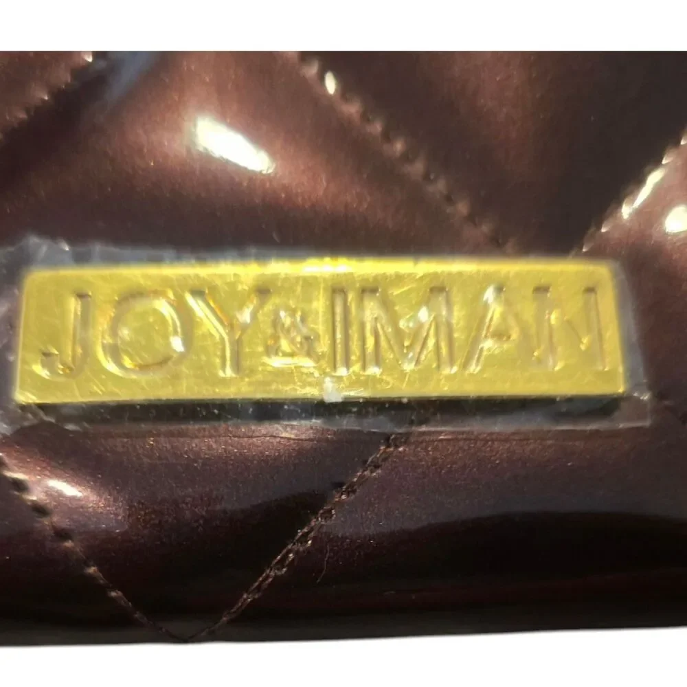 Joy & Iman Quilted Patent Leather Wristlet Chocolate Brown NWOT